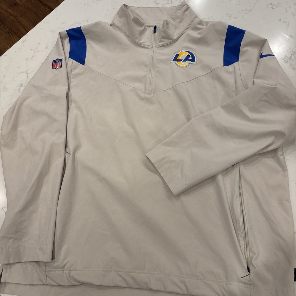 LA Rams Nike NFL On Field 1/4 Zip Pullover Men's 2XL Long Sleeve Embroider Patch